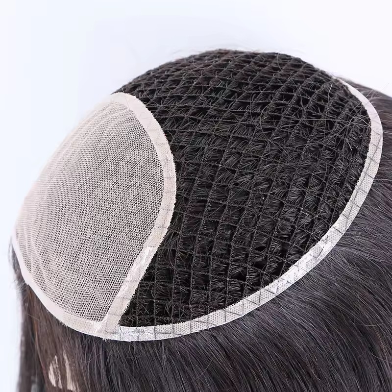 fish net human hair topper with silk base front – ultra realistic crown coverage fish net human hair topper with silk base front – ultra realistic crown coverage