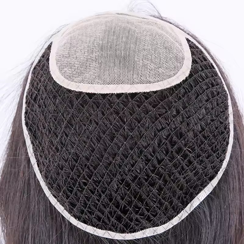 fish net human hair topper with silk base front – ultra realistic crown coverage fish net human hair topper with silk base front – ultra realistic crown coverage