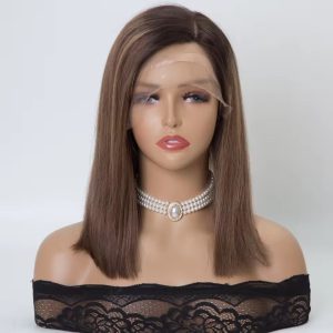 1 new arrival short brown balayage color mono top european hair medical wigs for women (copy)