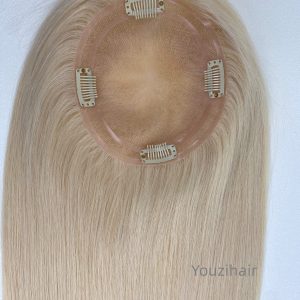 blonde 613 color injected silk skin 6x6 inch women topper 16 inch indian virgin remy human hair manufacturer (copy)